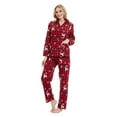 thumbnail image 1 of VICMETAL Women's Pajama Sets 100% Cotton Flannel Ladies PJs Button Front Top Drawstring Bottoms F Red Plaid L, 1 of 6
