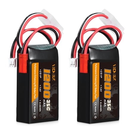 VICMILE SCX24 Battery 7.4V 1200mAh Lipo Battery 2S 35C(Burst 70C) with PH2.0 JST Plug Fit for SCX24 RC Car WLtoys A949 A959 A969 A979 K929 and Most 1/10 1/16 1/18 1/24 RC Truck