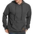 thumbnail image 1 of VICT POPU Men's Casual Hooded Pullover, Long-Sleeved Plaid Jacquard Large-Pocket hoodie, Solid Color Simple Hooded Sweatshirt，Dark Grey，L, 1 of 5