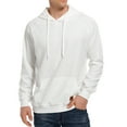 thumbnail image 1 of VICT POPU Men's Casual Hooded Pullover, Long-Sleeved Plaid Jacquard Large-Pocket hoodie, Solid Color Simple Hooded Sweatshirt，White，L, 1 of 5