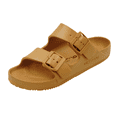 thumbnail image 1 of VICT POPU Womens Sandals Adjustable Double Buckle Strap Waterproof EVA Flat Slides，Light Brown，Sizes 6, 1 of 6