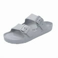 thumbnail image 1 of VICT POPU Womens Sandals Adjustable Double Buckle Strap Waterproof EVA Flat Slides，Light Grey，Sizes 7, 1 of 6