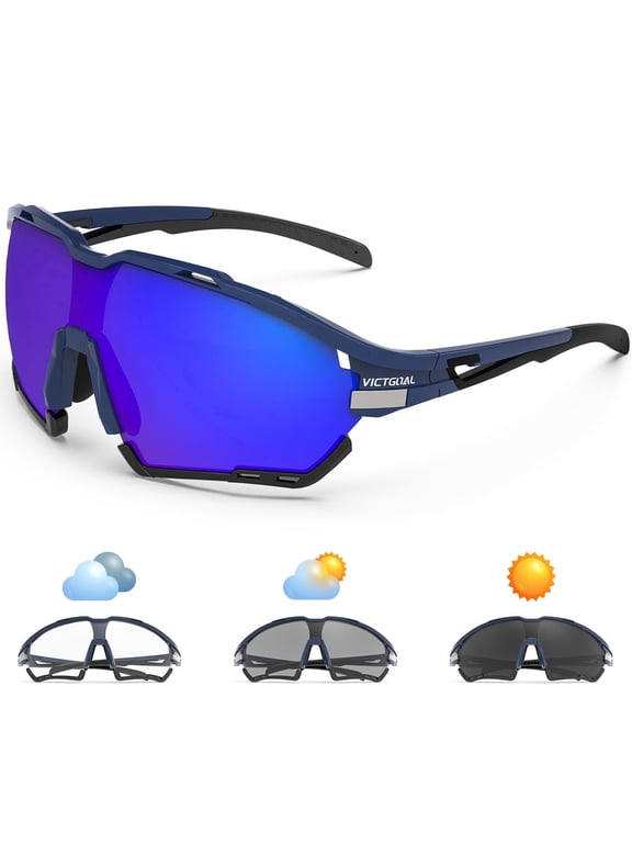 Cycling Sunglasses for Men Women with Polarized and Photochromic 2 Lenses,UV400 Clear Road Bike Running Sports Goggles
