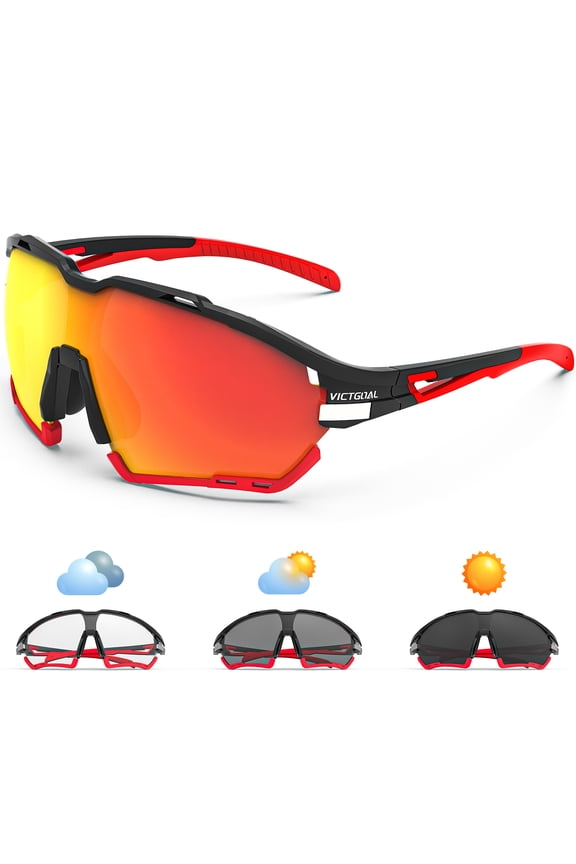 Cycling Sunglasses for Men Women with Polarized and Photochromic 2 Lenses,UV400 Clear Road Bike Running Sports Goggles