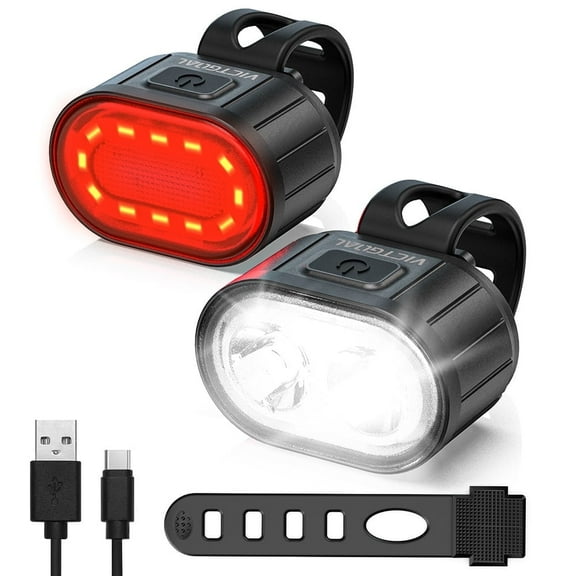 VICTGOAL Mini Bicycle Rear Front LED Cycling Headlight Warning Taillight with USB,for MTB, Road Bike, Electric Scooter