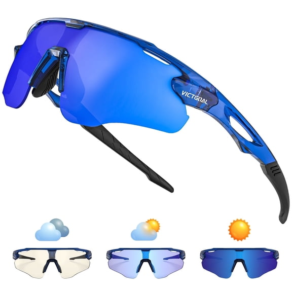 VICTGOAL Photochromic Cycling Glasses for Men Women, Clear Bike Glasses with UV400 Protection, Sports Running Sunglasses Goggles