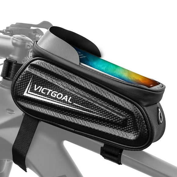 VICTGOAL Waterproof Bike Frame Bag, 1.7L Top Tube Bicycle Storage with Sensitive 6.8" Touchscreen Phone Holder, Large Capacity Cycling Pouch for MTB & Road Bikes