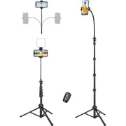 VICTIV 85" Tall Cell Phone Tripod Stand with Gooseneck and Remote, Portable Travel Tripod Stand, Overhead Tripod for iPhone 14 Pro Max/13/12/Android for Recording/Watching/Cooking/Fitness/Vlog