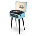 thumbnail image 1 of VICTOR Andover 5-in-1 Turntable Music Center with 3-Speed Record Player, FM Radio, Dual Bluetooth In & Out, Built-in Stereo Speakers, and Chair Height Legs, Turquoise (VWRP-3200-TQ), 1 of 12