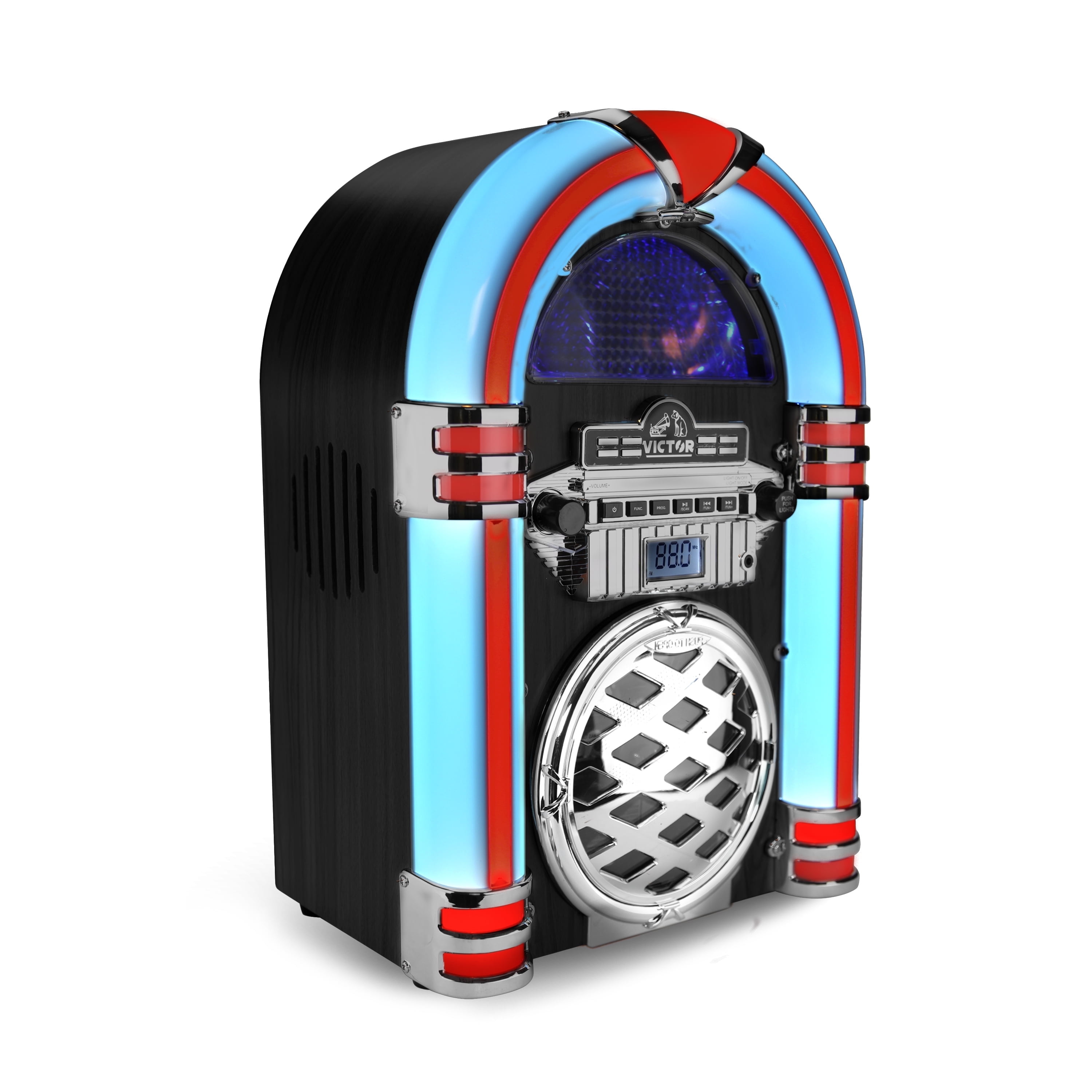 Victrola Nostalgic Wood Bluetooth Jukebox with CD Player, FM Radio, USB, SD Card Reader, and LED Lights - Walmart.com Victrola Nostalgic Wood Bluetooth Jukebox with CD Player, FM Radio, USB, SD Card Reader, and LED Lights - Walmart.com