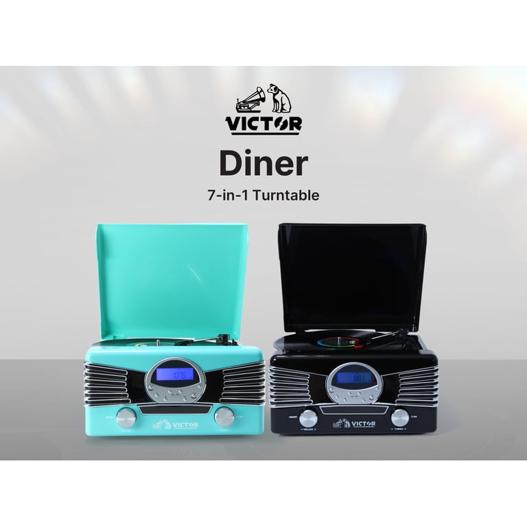 Victor Diner 7-in-1 Turntable Music Center - Vinyl Records Play