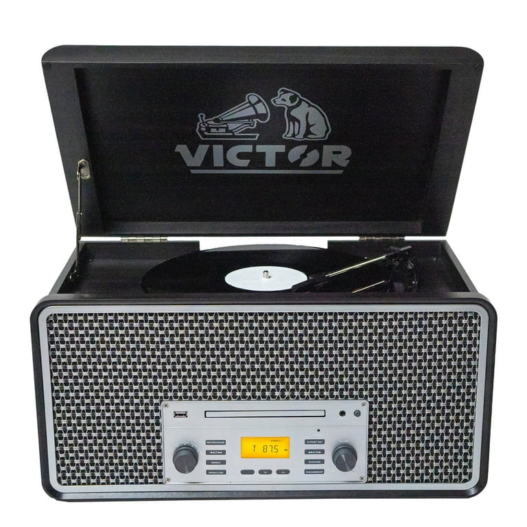 Victor 3-Speed Record Player Turntable with Built-In Stereo