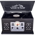 thumbnail image 1 of VICTOR State 7-in-1 Turntable Music Center with 3-Speed Record Player, CD/MP3/Cassette Player, FM Radio, Dual Bluetooth In & Out, and Built-in Stereo Speakers, Graphite (VWRP-3800-GR), 1 of 12
