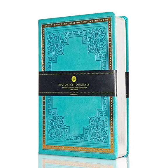 VICTORIA'S JOURNALS Leatherette Vintage Journal Hard Cover Lined Notebook Old Looking Travel Diary, A5 Size 5.7'' x 8.1''