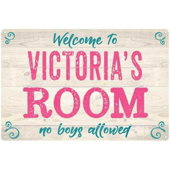 VICTORIA'S Room Kids Bedroom Sign 8x12 Metal Sign 208120089019