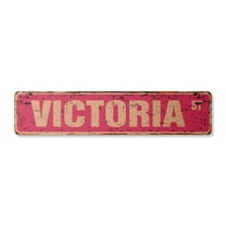 VICTORIA Vintage Aluminum Street Sign Childrens Name Room Metal Sign rustic metal tin | Indoor/Outdoor | 24" Wide
