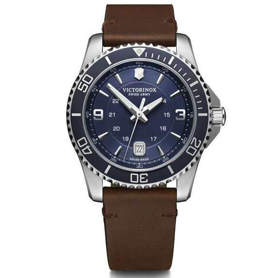 VICTORINOX Maverick 43MM Blue Dial Brown Leather Men's Watch 241863