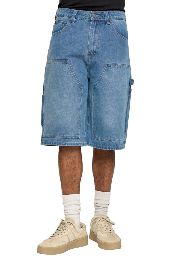 Men's Baggy Y2K Carpenter Denim Shorts DS2119 Indigo Size 34