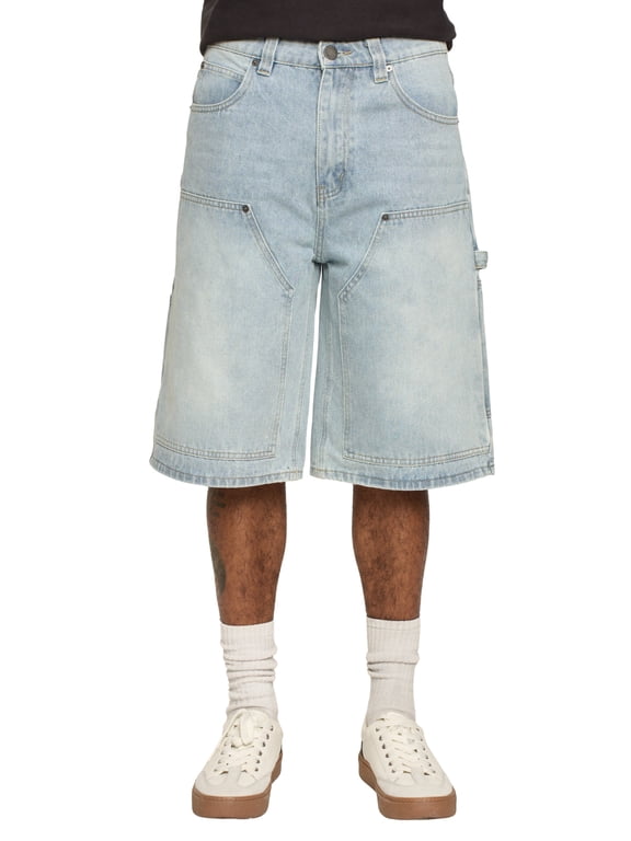 Men's Baggy Y2K Carpenter Denim Shorts DS2119 Light Indigo Size 32