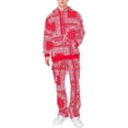 thumbnail image 1 of VICTORIOUS Men's Bandana Pullover Cargo Flared Fleece Set ST890 Red 2X-Large, 1 of 3
