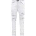 thumbnail image 1 of VICTORIOUS Men's Distressed Rip and Repair Denim Jeans DL1119 - White - 40/32, 1 of 3
