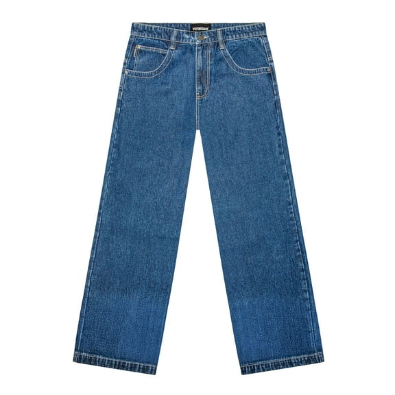 VICTORIOUS Men's Ultra Baggy Y2K Wide-Leg Denim Jeans DL982 Midnight Blue 3232