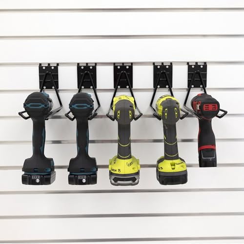 VICTORY DISPLAY & STORE FIXTURE MFG Heavy-Duty Front Facing Drill/Garden-Tool Garage Utility Hook fits Both Slatwall and Pegboard, Pack of Three or Five (Quantity 5) (5)