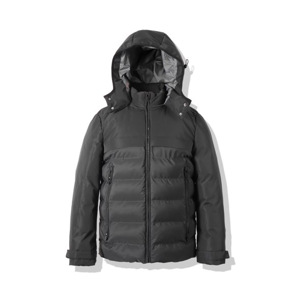 VICTORY OUTFITTERS Hooded Men's Jacket Winter Parka Jacket Warm Thicken Ski Coat-Black-XL