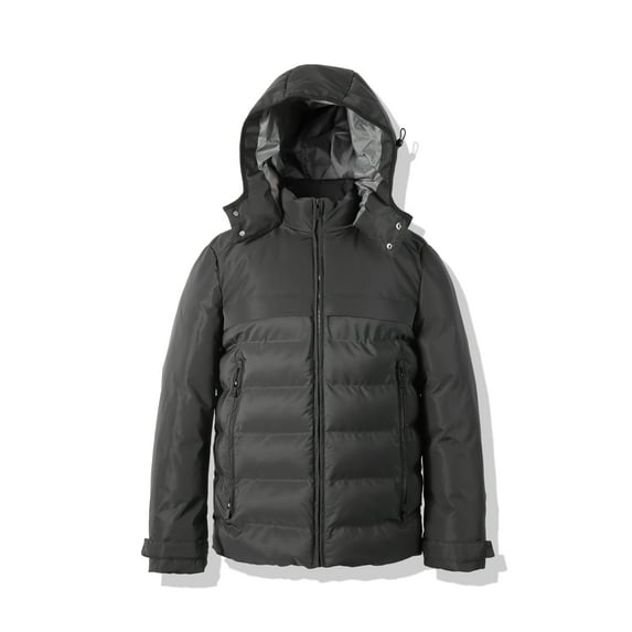 VICTORY OUTFITTERS Hooded Men's Jacket Winter Parka Jacket Warm Thicken Ski Coat-Black-XXL