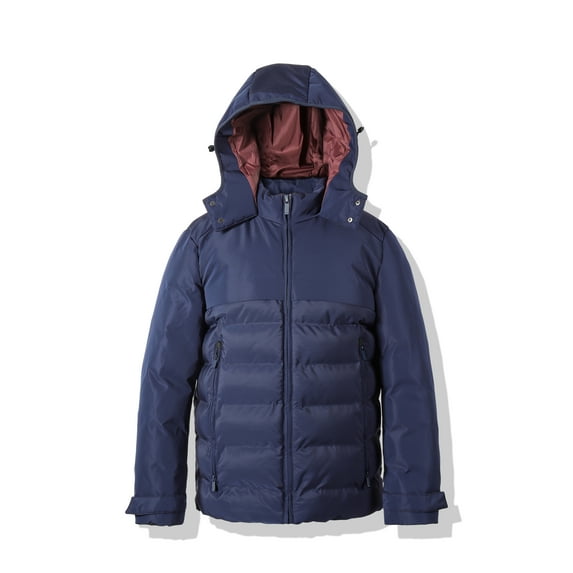 VICTORY OUTFITTERS Hooded Men's Jacket Winter Parka Jacket Warm Thicken Ski Coat-Navy-L