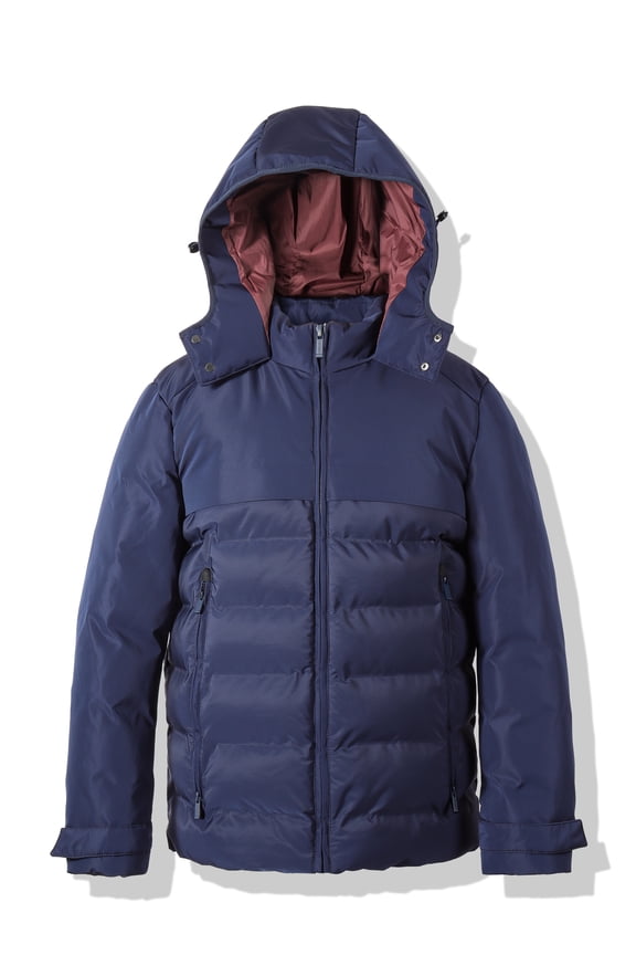 Hooded Men's Jacket Winter Parka Jacket Warm Thicken Ski Coat-Navy-M