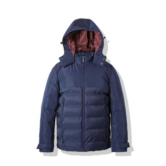 VICTORY OUTFITTERS Hooded Men's Jacket Winter Parka Jacket Warm Thicken Ski Coat-Navy-XL