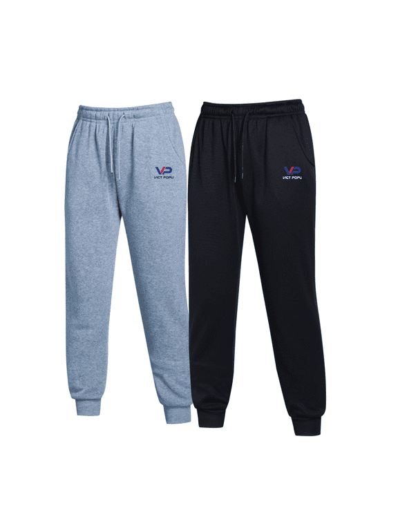 Solid Color Casual Jogger Set, Two-piece Casual/Walking Outfit, Simple and Comfortable Sports Pants, Men's and Women's Clothing,Black/Grey-M