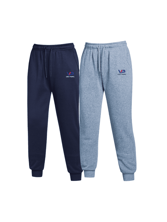 Solid Color Casual Jogger Set, Two-piece Casual/Walking Outfit, Simple and Comfortable Sports Pants, Men's and Women's Clothing,Navy/Grey-M