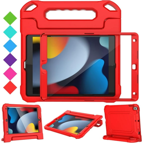 VICVOL Kids Case for iPad 10.2 inch 9th/ 8th/ 7th Generation 2021/2020/2019, iPad Pro 10.5 inch & iPad Air 3rd Gen - with Screen Protector, Red
