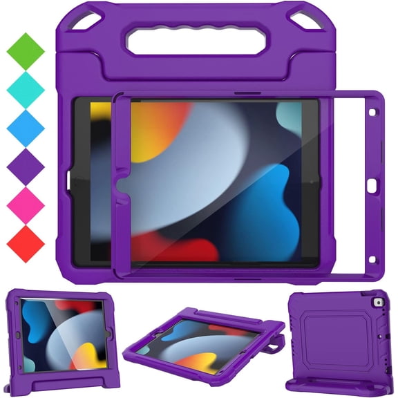 VICVOL Kids Case for iPad 10.2 inch 9th/ 8th/ 7th Generation, iPad Pro 10.5 inch & iPad Air 3rd Gen - with Built-in Screen Protector, Purple