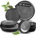 thumbnail image 1 of VIDA 12-Piece Porcelain Dinnerware Set – Service for 4, Dinner Plates, Side Plate  Soup Bowl, 1 of 11