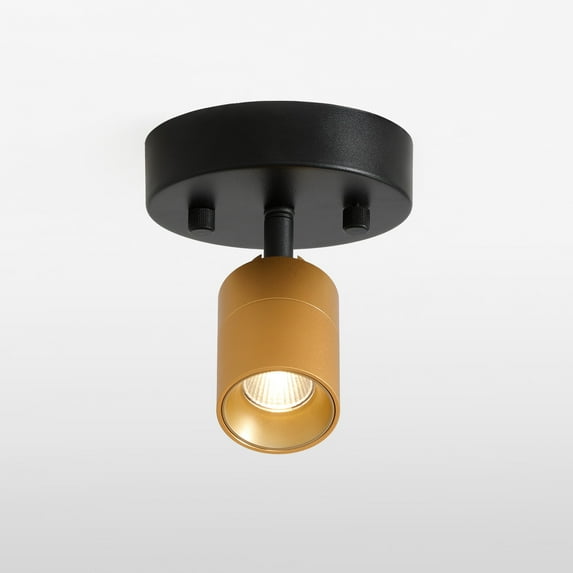 Shura Black & Brass Spotlight Sconce with Adjustable Head, Integrated LED, 3000K 490 Lumen