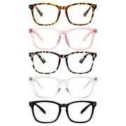 VIDEBLA 5 Pack Reading Glasses for Women Blue Light Blocking Spring Hinges Fashion Readers（+200）