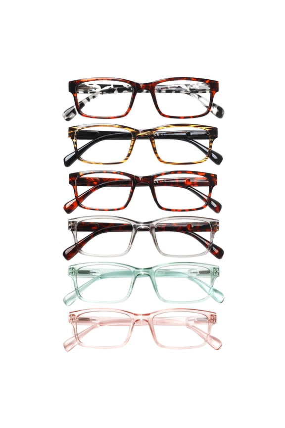 6 Pack Blue Light Blocking Reading Glasses for Women and Men Spring Hinge Readers