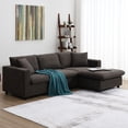 thumbnail image 1 of [VIDEO provided] [New] 100.4*64.6" Modern Sectional Sofa,L-shaped Couch Set with 2 Free pillows,4-seat Polyester Fabric Couch Set with Convertible Ottoman for Living Room, Apartment, Office,4 Colors, 1 of 9