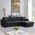 thumbnail image 1 of [VIDEO provided] [New] 100.4*64.6" Modern Sectional Sofa,L-shaped Couch Set with 2 Free pillows,4-seat Polyester Fabric Couch Set with Convertible Ottoman for Living Room, Apartment, Office,4 Colors, 1 of 9