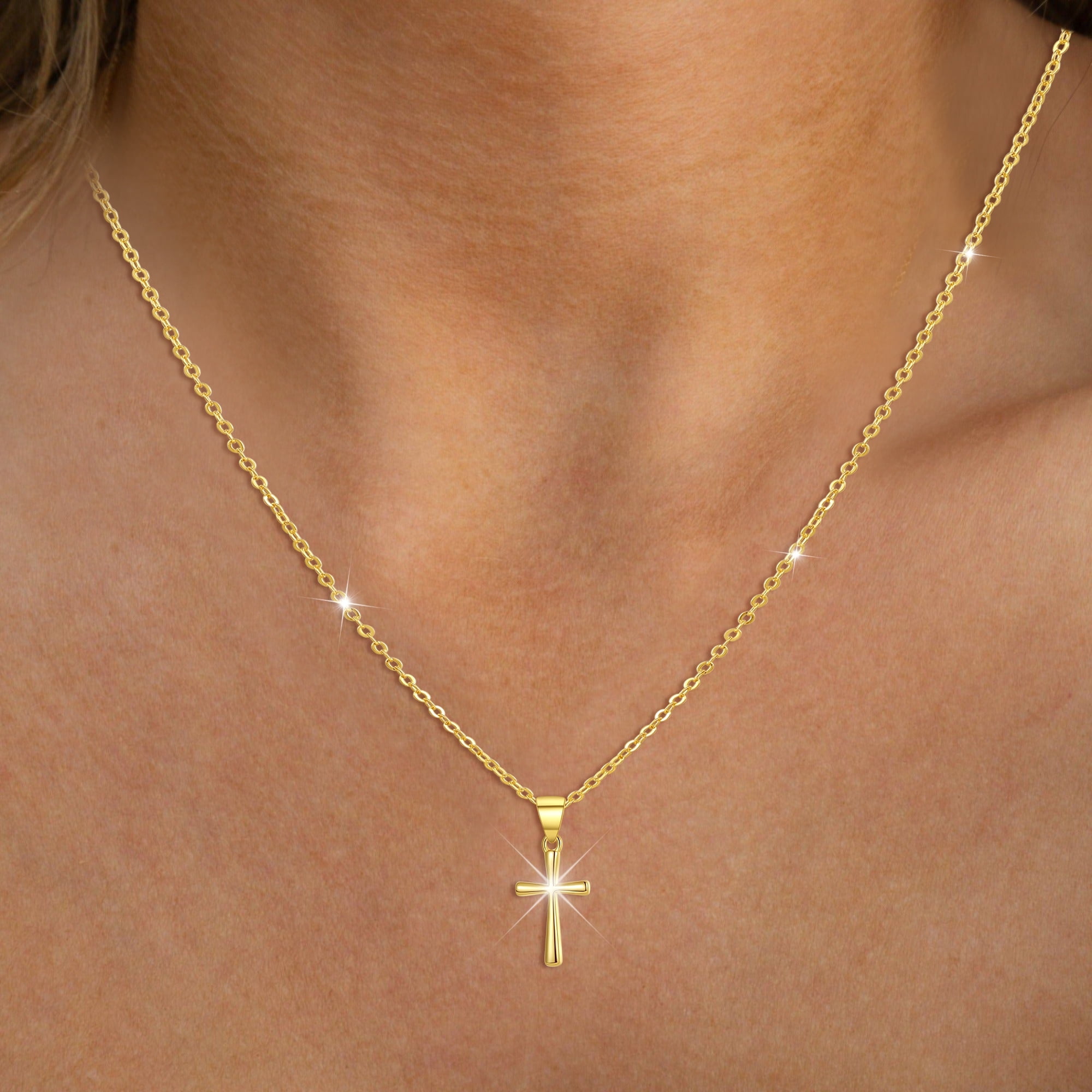 VIDONIO 14K GoldPlated Cross Necklace, Adjustable Cross Necklace for — free download