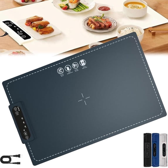 VIDONIO Portable Electric Warming Mat for Food, 6-Level Temp & 5 Timer Settings, Navy Blue