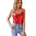 thumbnail image 1 of VIDUSSA Women's Sparkly Tank Tops Cowl Neck Sleeveless Glitter Dressy Casual Cami Shirt Shimmer Camisole Red L, 1 of 4