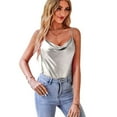 thumbnail image 1 of VIDUSSA Women's Sparkly Tank Tops Cowl Neck Sleeveless Glitter Dressy Casual Cami Shirt Shimmer Camisole Silver XXL, 1 of 4