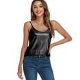 thumbnail image 1 of VIDUSSA Women's Tank Tops Fashion Glitter Party Strappy Sleeveless Tank Shirt Sparkle Shimmer Cami Black XXL, 1 of 6