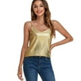 thumbnail image 1 of VIDUSSA Women's Tank Tops Fashion Glitter Party Strappy Sleeveless Tank Shirt Sparkle Shimmer Cami Gold XL, 1 of 7