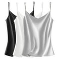 thumbnail image 1 of VIDUSSA Womens Pack Silk Satin Tank Tops V Neck Casual Cami Sleeveless Camisole Blouses Basic Tank Shirt 3 Pack Black+White+Grey XXL, 1 of 6