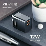 VIDVIE 2 port usb wall charger 12W 2 usb wall charger XL-PLM319 Black wall charger 2 usb Fast Charge